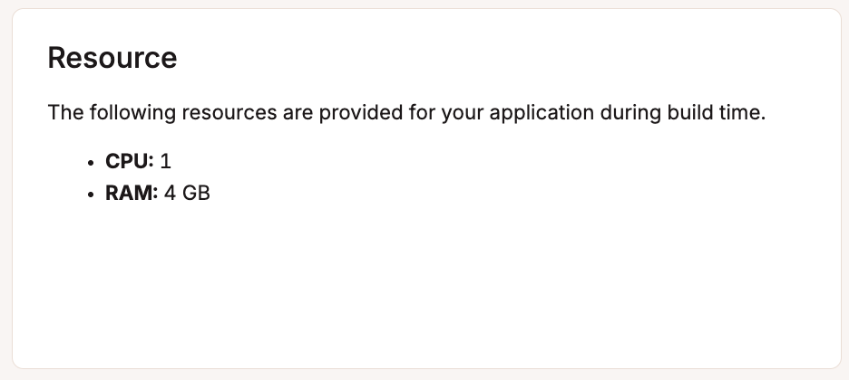 The application details section within Settings.